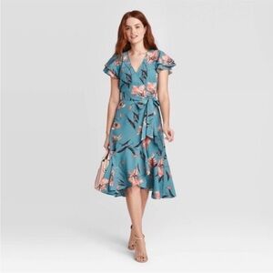 a new day Teal and Coral Floral Dress